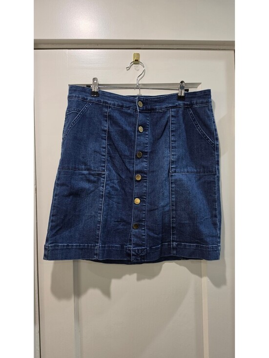 Anne Klein Dresses & Skirts - Anne Klein Dark Blue Denim Button-Front Skirt Size 10